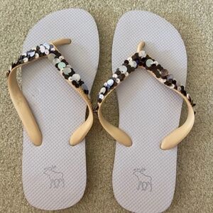 White Abercrombie Flip Flops - Size L